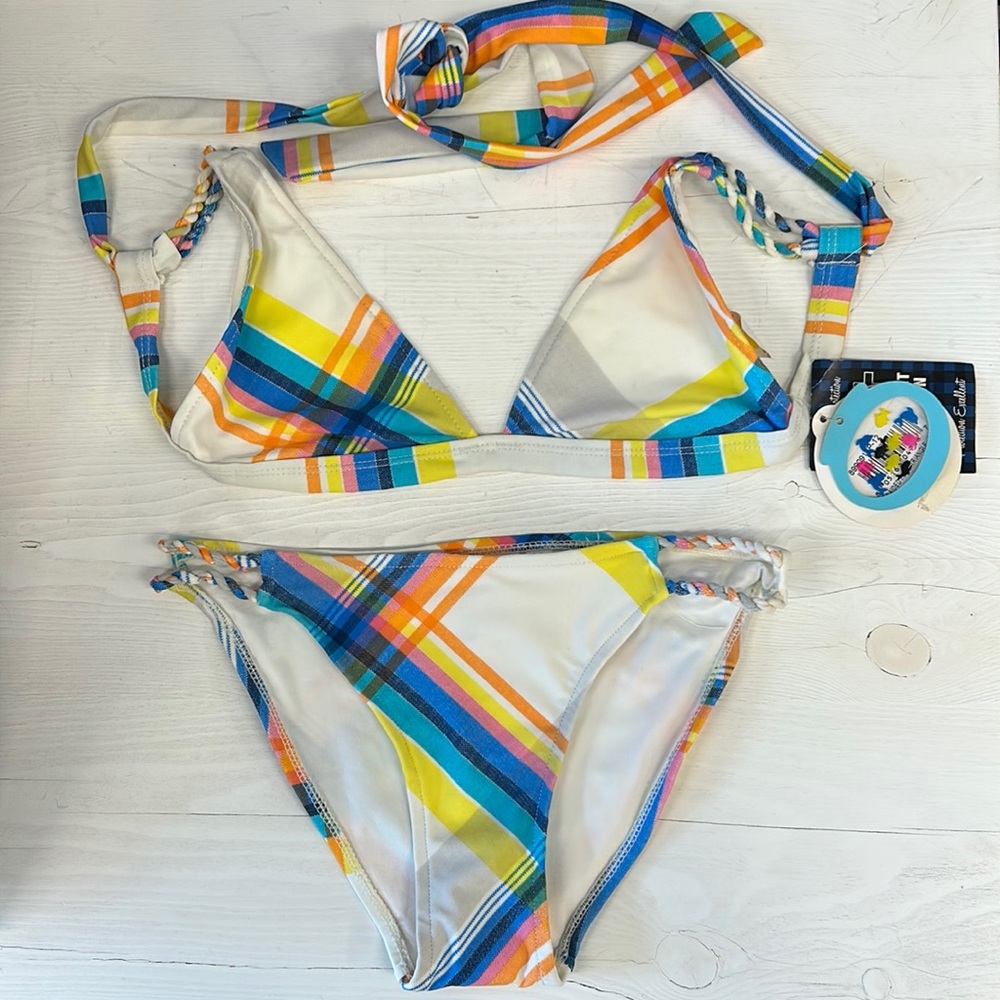 NWT Stripe Colorful Triangle Bikini Kids